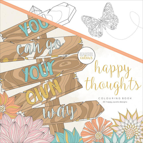 305053 KaiserColour Perfect Bound Coloring Book 9.75"X9.75" Happy Thoughts