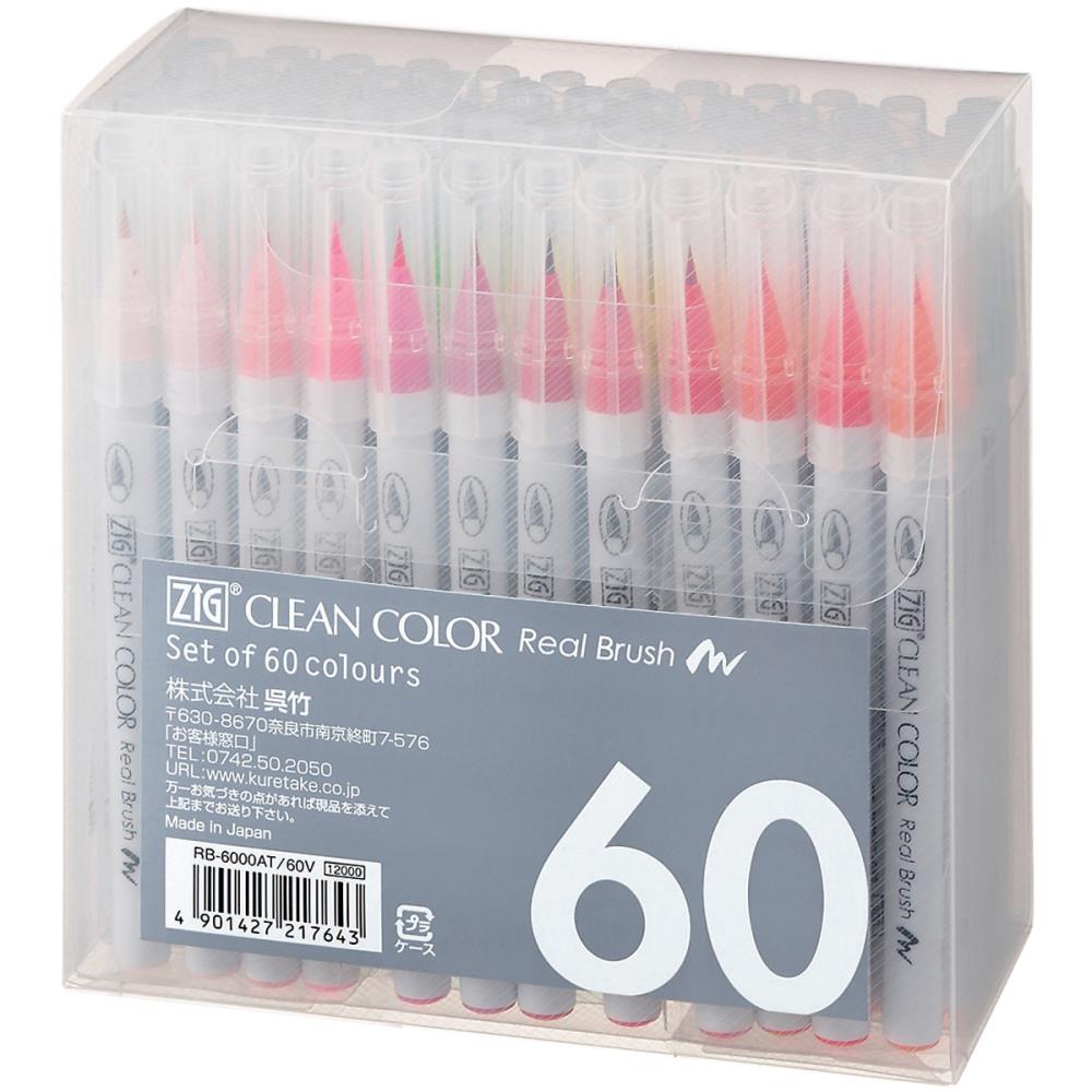 361957 Kuretake ZIG Clean Color Real Brush Markers 60/Pkg