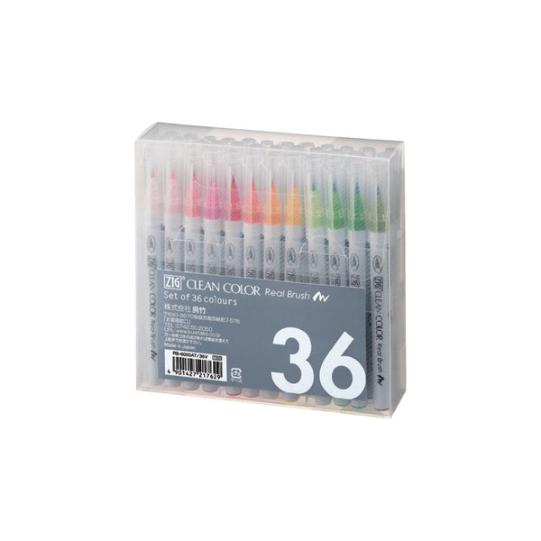 478455 Kuretake ZIG Clean Color Real Brush Markers 36/Pkg