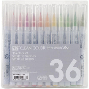 478455 Kuretake ZIG Clean Color Real Brush Markers 36/Pkg