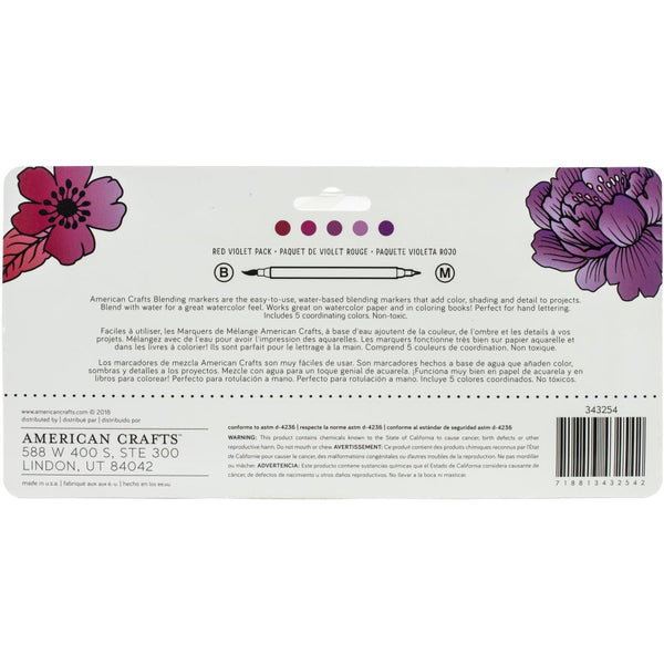 557632 American Crafts Blending Markers 5/Pkg Red Violet