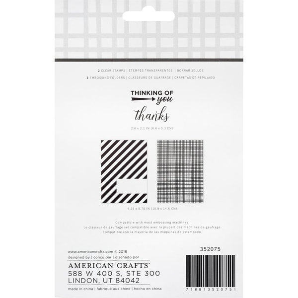 587411 American Crafts Embossing Folders & Stamps Set Thankful Thinking