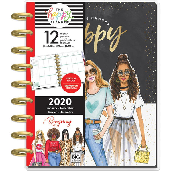 Happy Planner X Rongrong 12-Month Dated Medium Planner Choose Happy, Jan 2020 - Dec 2020