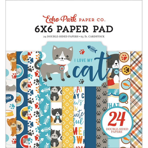 Echo Park Double-Sided Paper Pad 6"X6" 24/Pkg-I Love My Cat, 12 Designs/2 Each