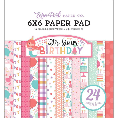 Echo Park Double-Sided Paper Pad 6"X6" 24/Pkg-It's Your Birthday Girl, 12 Designs