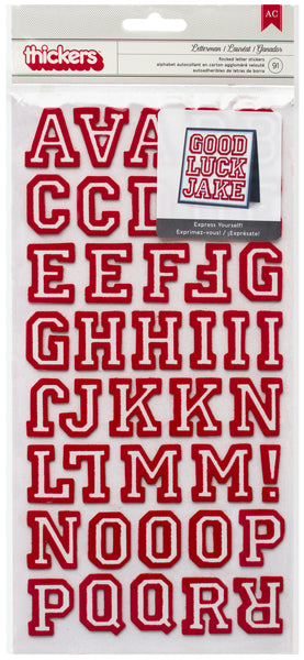 219887 American Crafts Chipboard Alphabet Stickers Letterman-Crimson Glitter, 91/Pkg