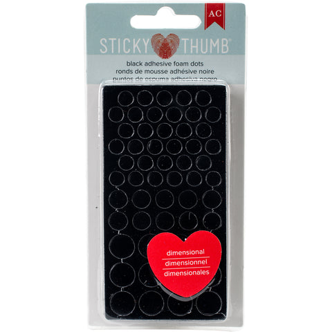 290951 Sticky Thumb Dimensional Adhesive Foam 275/Pkg-Black Dots, Assorted Sizes