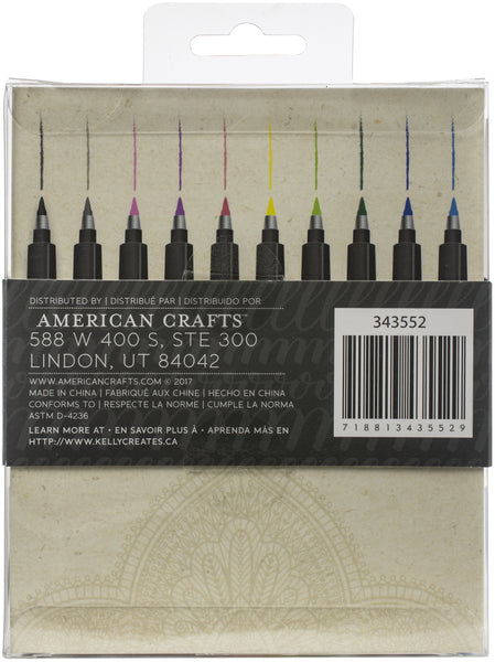 304478 Kelly Creates Small Brush Pens 10/Pkg-Multicolor Set 1