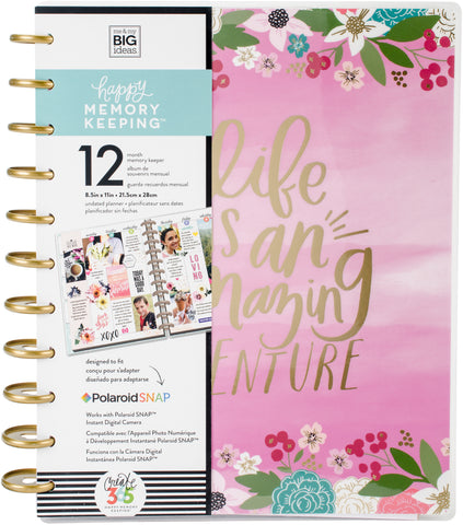 307088 Happy Memory Keeping Undated 12-Month Big Planner Life Is An Amazing Adventure