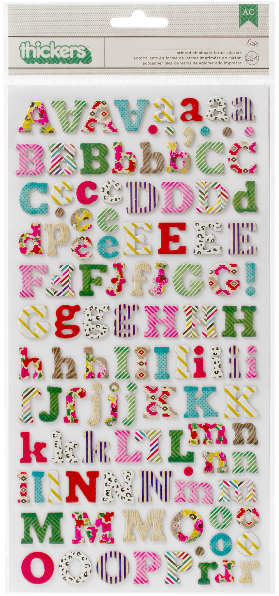 333313 On Trend Thickers Alphabet Stickers 5.5"X11" 224/Pkg Eric/Multi Print Chipboard