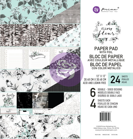 345457 Prima Marketing Double-Sided Paper Pad 12"X12" 24/Pkg-Flirty Fleur