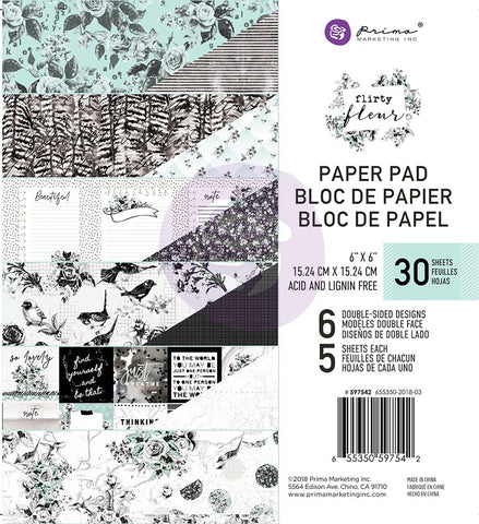 345523 Prima Marketing Double-Sided Paper Pad 6"X6" 30/Pkg-Flirty Fleur, 6 Designs/5 Each