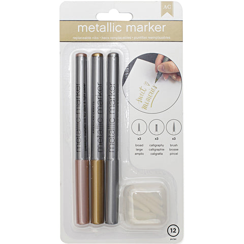 386675 Metallic Markers Broad Point 3/Pkg Rose Gold, Gold & Silver