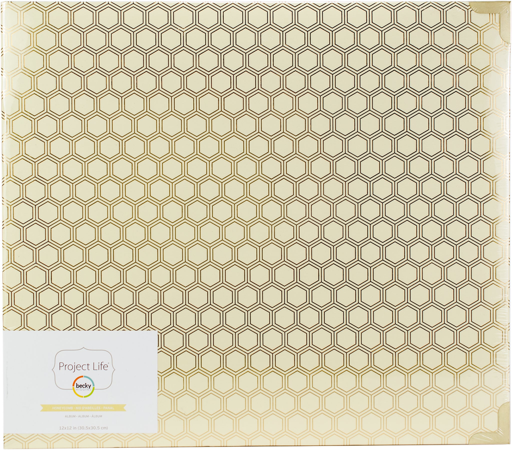 456340 Project Life D-Ring Album 12"X12" Honeycomb Cream & Gold