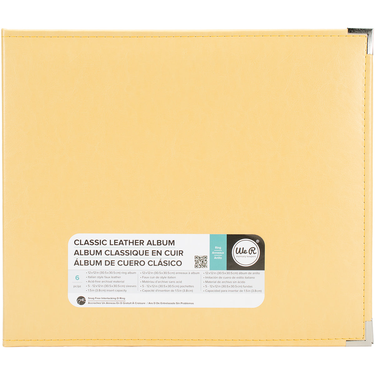 517020 We R Classic Leather D-Ring Album 12"X12"-Buttercup