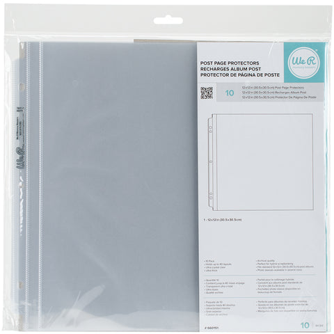 519160 We R Post Bound Photo Sleeves 12"X12" 10/Pkg-Full Page