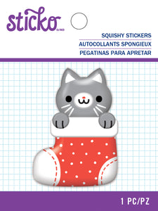 52-45249	STICKER STI HOLIDAY SQUISHY STOCKING CAT