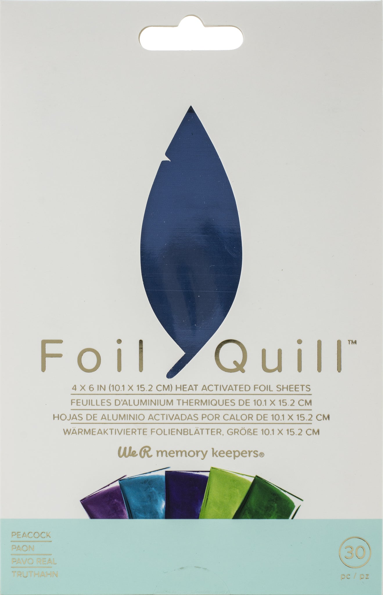 558939 We R Memory Keepers Foil Quill Foil Sheets 4"X6" 30/Pkg-Peacock