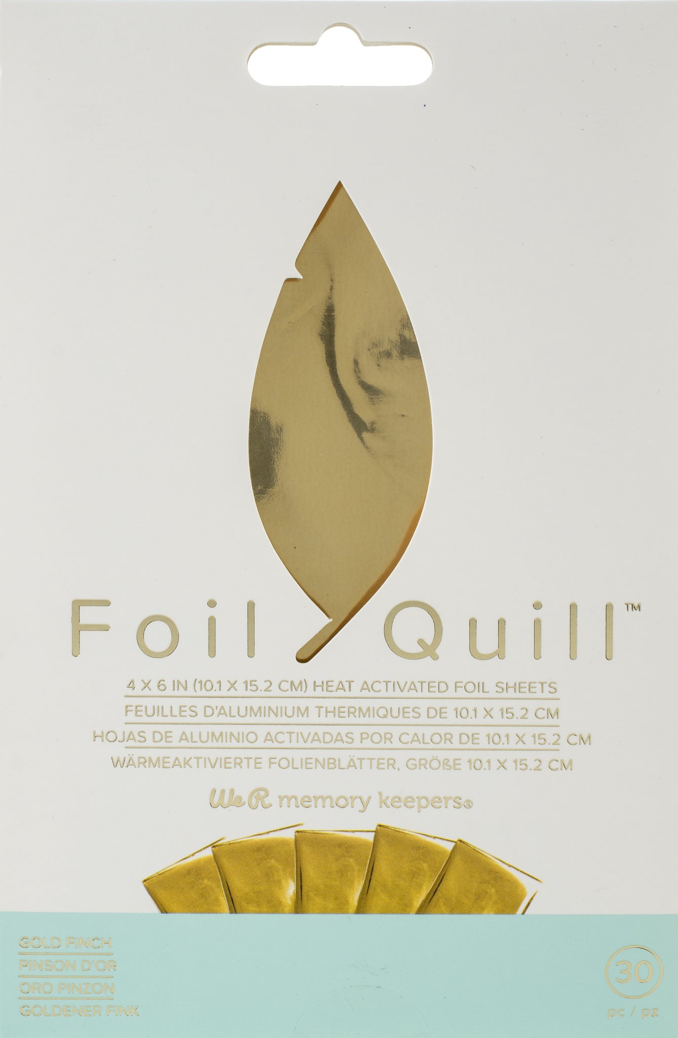 558943 We R Memory Keepers Foil Quill Foil Sheets 4"X6" 30/Pkg-Gold Finch