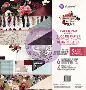 561090 Prima Marketing Double-Sided Paper Pad 12"X12" 24/Pkg-Midnight Garden