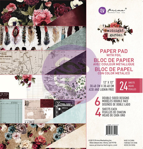 561090 Prima Marketing Double-Sided Paper Pad 12"X12" 24/Pkg-Midnight Garden