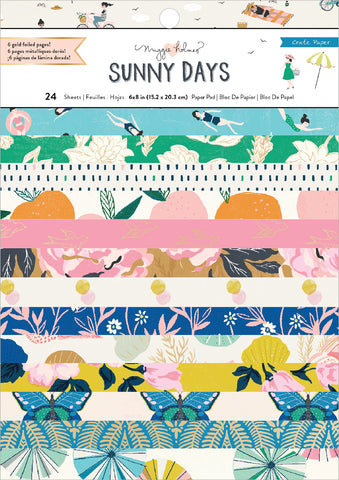 565880 Crate Paper Single-Sided Card Making Pad 6"X8" 24/Pkg Maggie Holmes Sunny Days W/Gold Foil