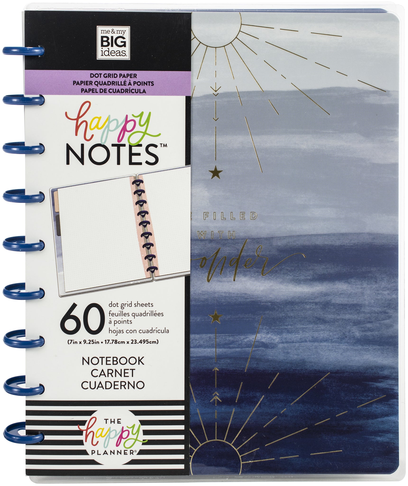 569357 Happy Planner Medium Notebook W/60 Sheets Boho Wonder, Dot Grid