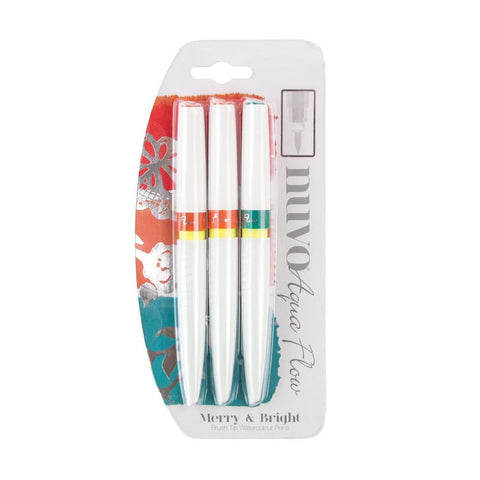 569635 Nuvo Aqua Flow Pens 3/Pkg Merry & Bright