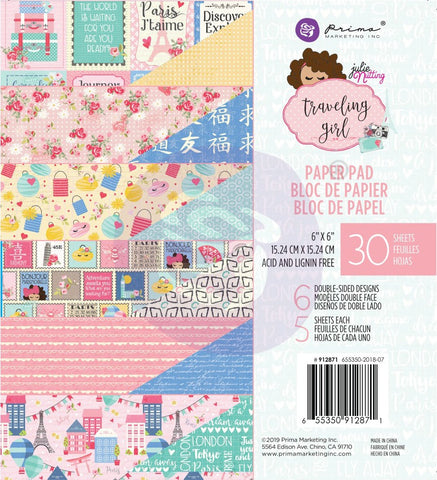 571365 Prima Marketing Double-Sided Paper Pad 6"X6" 30/Pkg Traveling Girl, 6 Designs/5 Each
