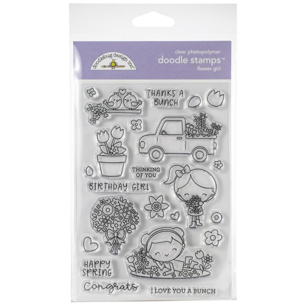 573845 Doodlebug Clear Doodle Stamps-Flower Girl