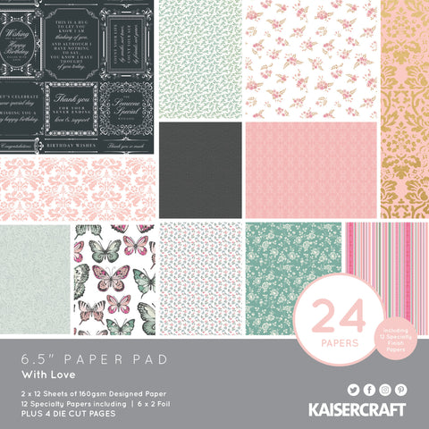 577594 Kaisercraft Paper Pad 6.5"X6.5" 40/Pkg-With Love