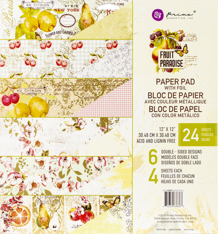 584470 Prima Marketing Double-Sided Paper Pad 12"X12" 24/Pkg-Fruit Paradise