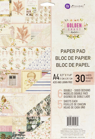 584579 Prima Marketing Double-Sided Paper Pad A4 30/Pkg Golden Coast, 6 Designs/5 Each
