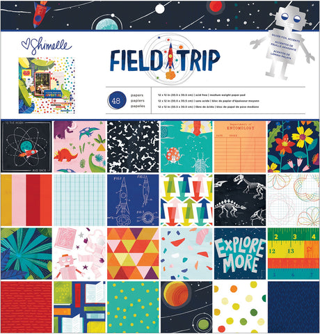 593807 American Crafts Single-Sided Paper Pad 12"X12" 48/Pkg Shimelle Field Trip, 24 Designs/2 Each