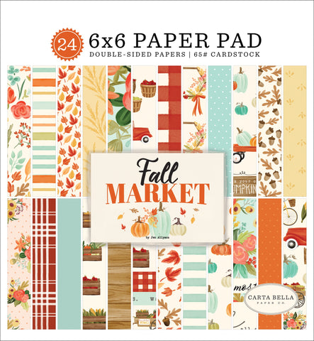596443 Carta Bella Double-Sided Paper Pad 6"X6" 24/Pkg Fall Market, 12 Designs/2 Each