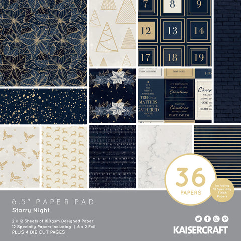 599530 Kaisercraft Paper Pad 6.5"X6.5" 40/Pkg-Starry Night