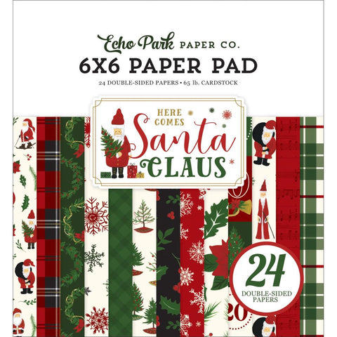 601117 Echo Park Double-Sided Paper Pad 6"X6" 24/Pkg Here Comes Santa Claus, 12 Designs/2 Ea