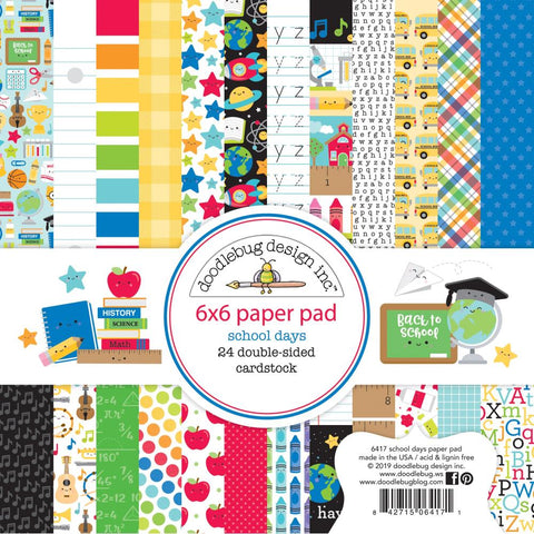 602315 Doodlebug Double-Sided Paper Pad 6"X6" 24/Pkg School Days, 12 Designs/2 Each