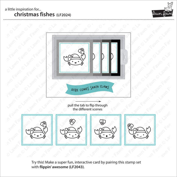 603974 Lawn Fawn Clear Stamps 4"X6" Christmas Fishes