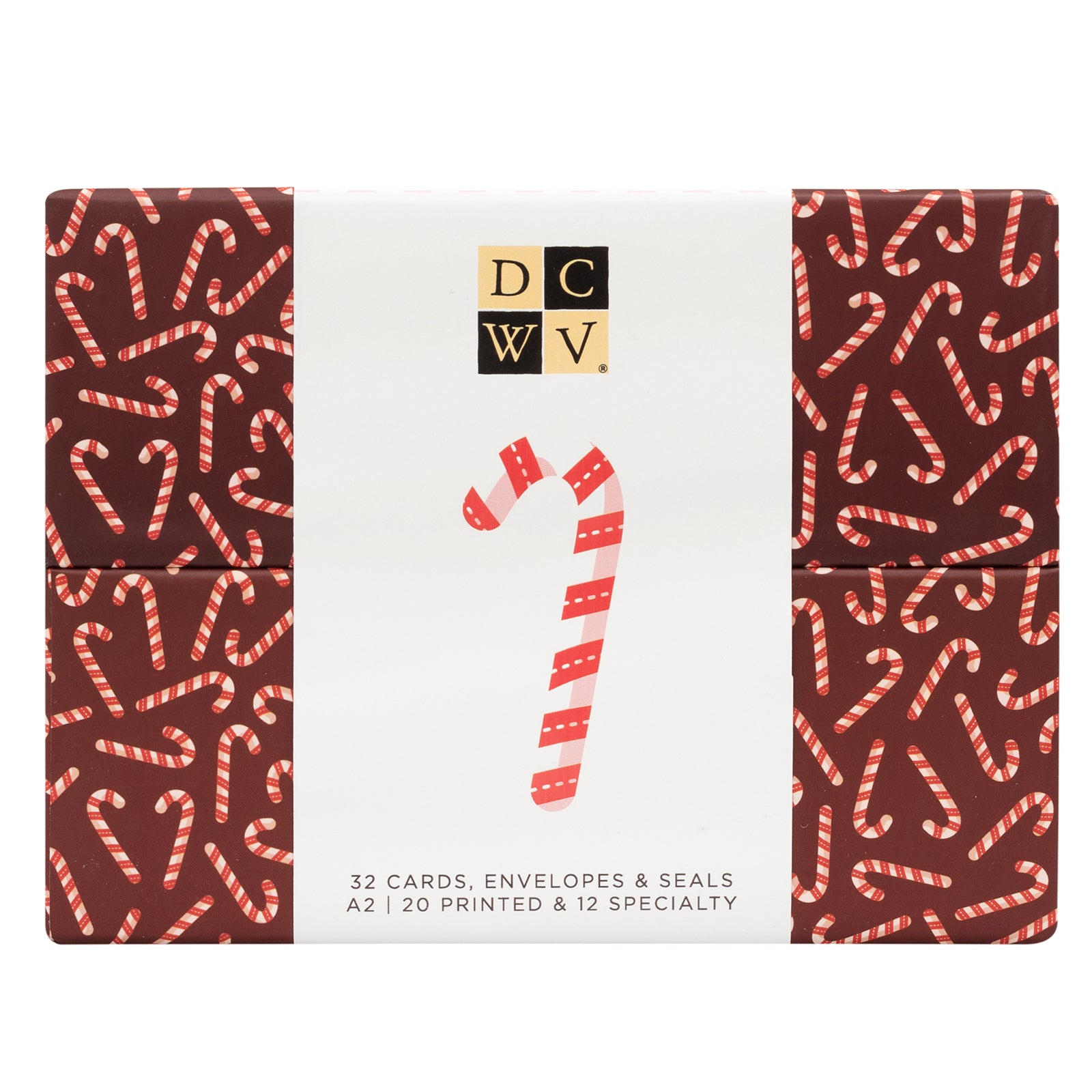 DCWV Boxed A2 Cards W/Envelopes (4.375"X5.75") 32/Pkg Candy Cane Christmas