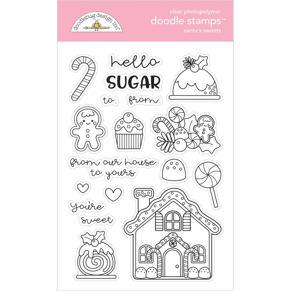 Doodlebug Clear Doodle Stamps Santa's Sweets, Christmas Magic