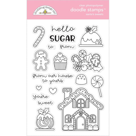 Doodlebug Clear Doodle Stamps Santa's Sweets, Christmas Magic