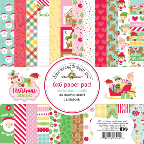 Doodlebug Double-Sided Paper Pad 6"X6" 24/Pkg Christmas Magic, 12 Designs/2 Each