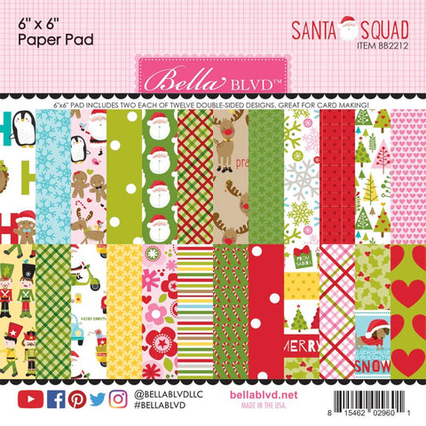 Bella Blvd Double-Sided Paper Pad 6"X6" 24/Pkg Santa Squad, 12 Designs/2 Each